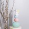 Easter-Decorations - Cute Bunny Decor - Rabbit Figurine - Table Centerpiece - Spring Rabbit Sitting Egg Tower Figure Bunny Sulpture for Indoor Home Farmhouse Decor 4.25*3.25*10 in Newman House Studio